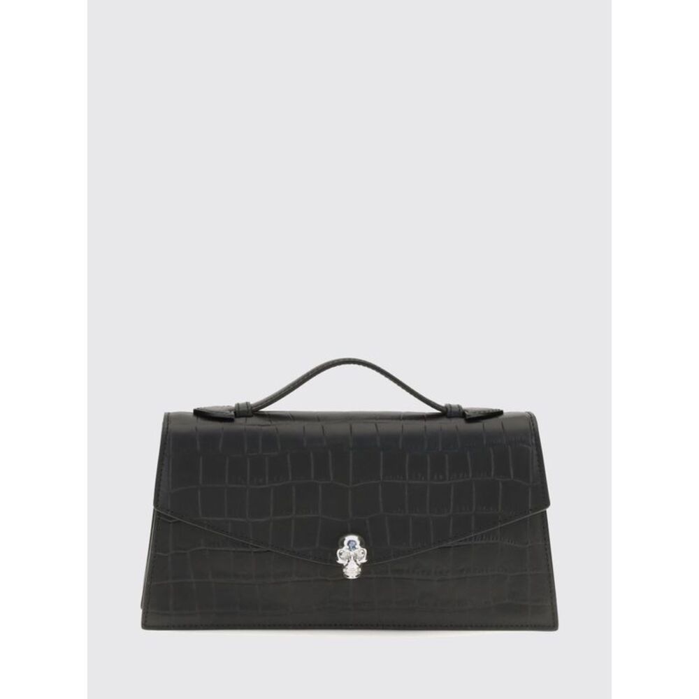 Croc-Effect Calfskin Handbag Alexander Mcqueen With Skull Embellishment